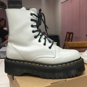 Used- White Jadon Smooth Leather Platform Boots
